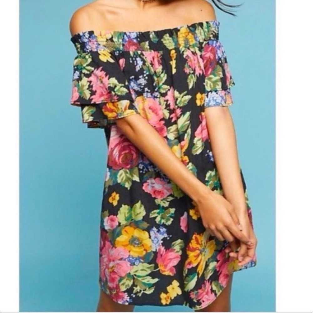 Anthropologie‎ Allihop Floral Off the Shoulder Coverup Dress w/ Pockets S